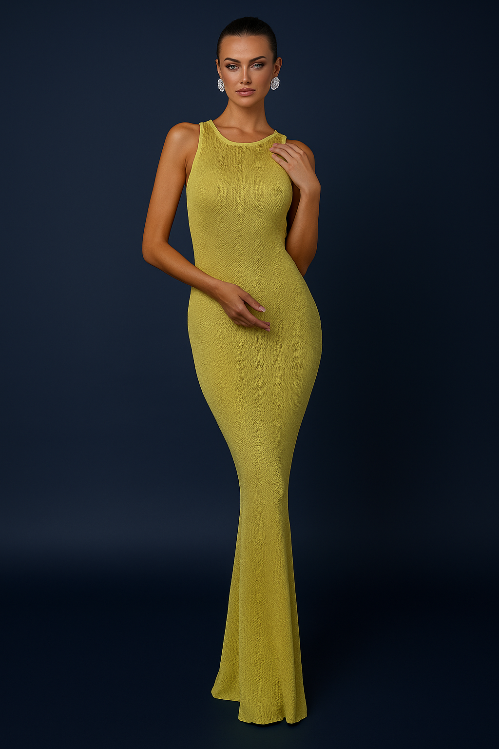 LONG MESH DRESS WITH SEQUINS