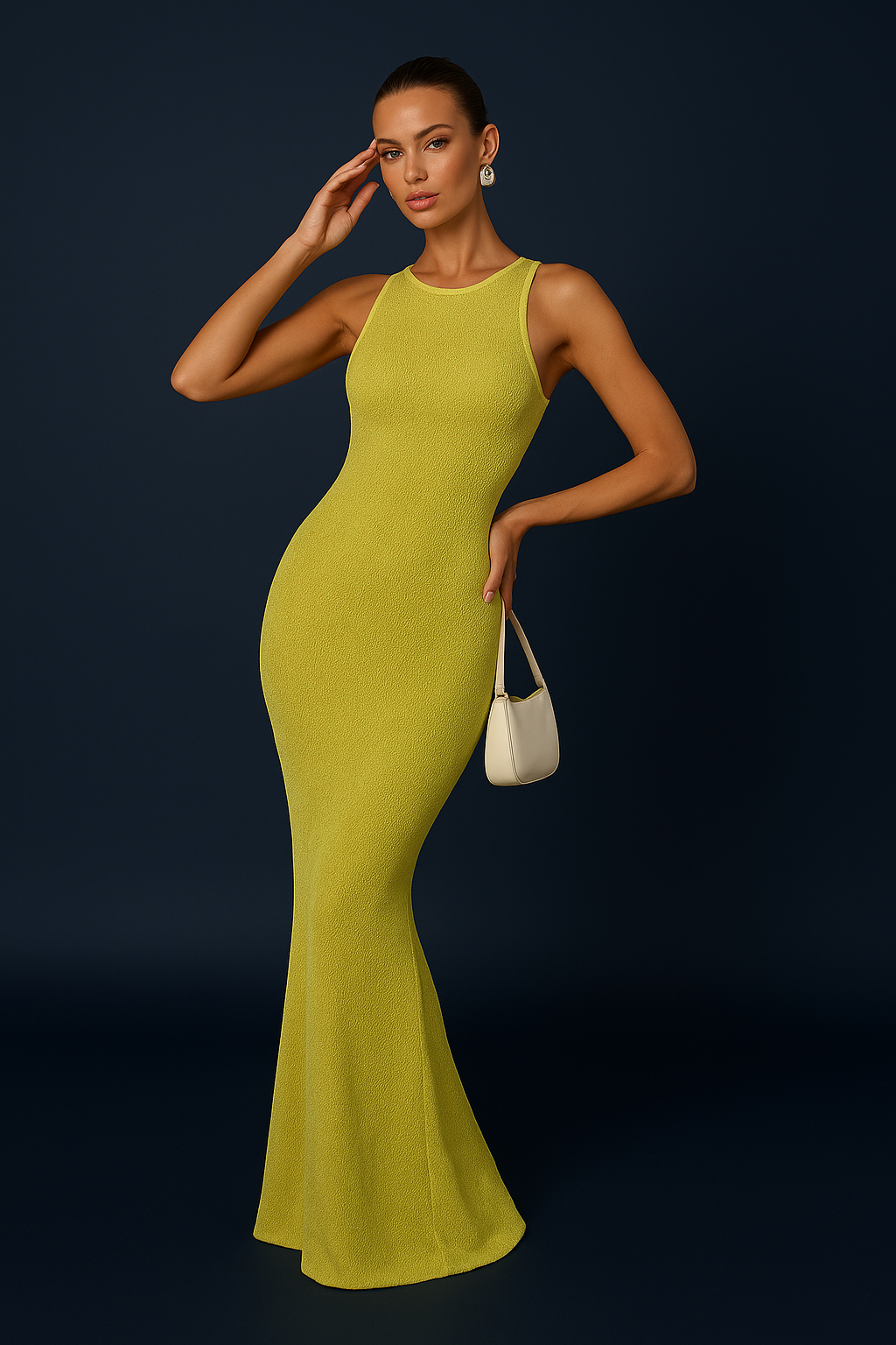 LONG MESH DRESS WITH SEQUINS