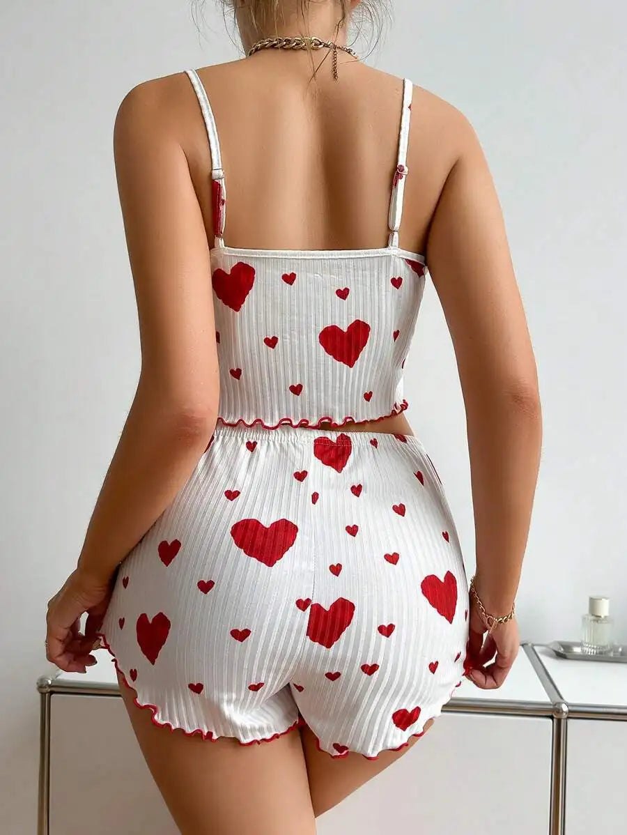 PAJAMA SET WITH HEART PRINT