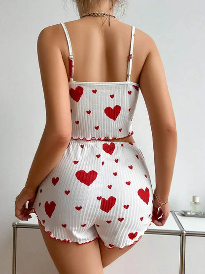 PAJAMA SET WITH HEART PRINT
