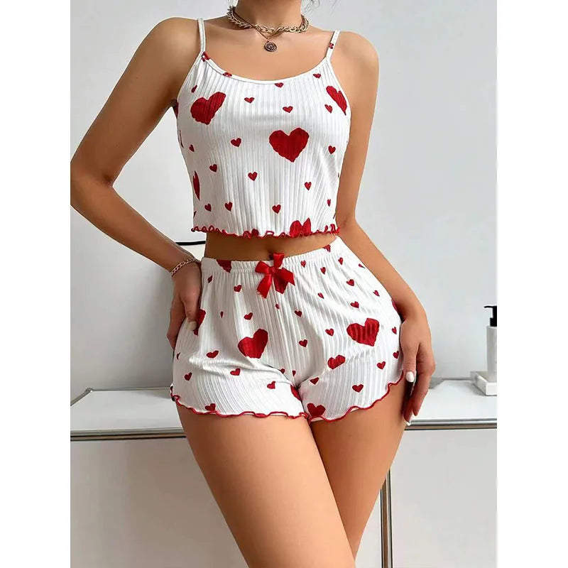 PAJAMA SET WITH HEART PRINT