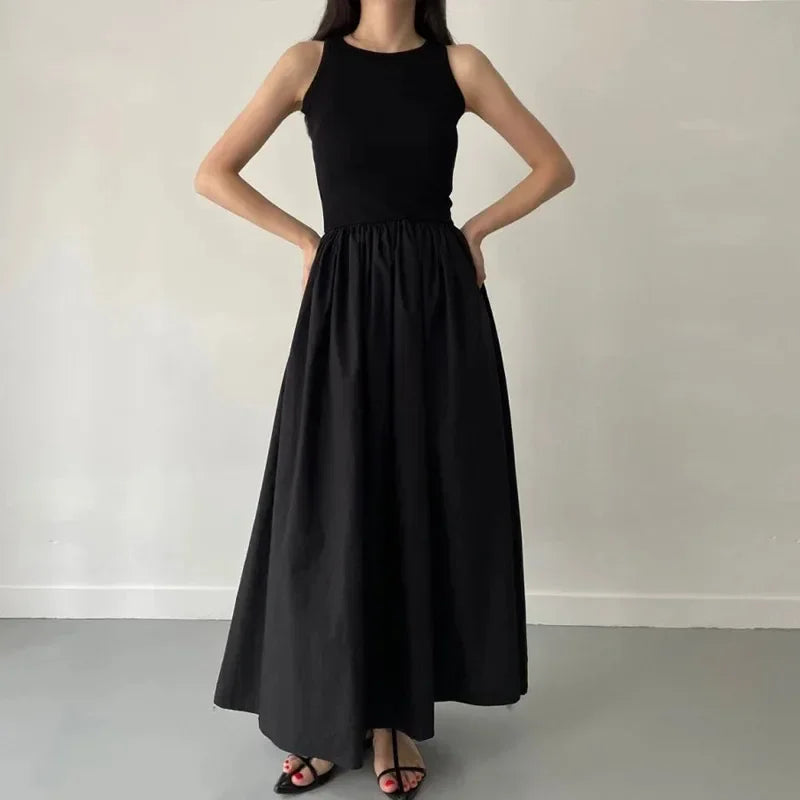 ELEGANT LONG BLACK SUMMER DRESS