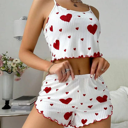 PAJAMA SET WITH HEART PRINT