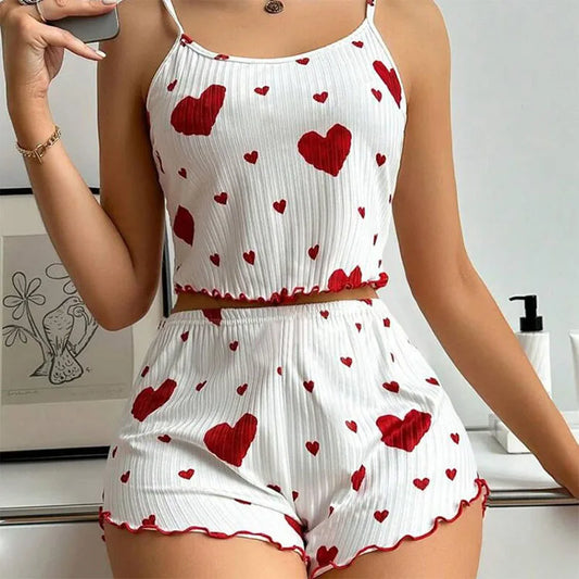 PAJAMA SET WITH HEART PRINT