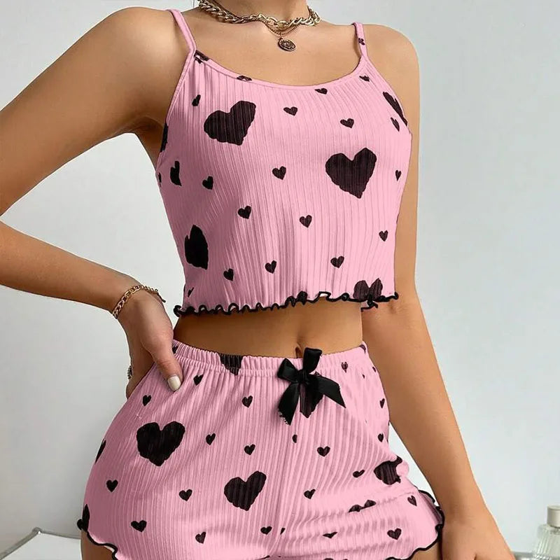 PAJAMA SET WITH HEART PRINT